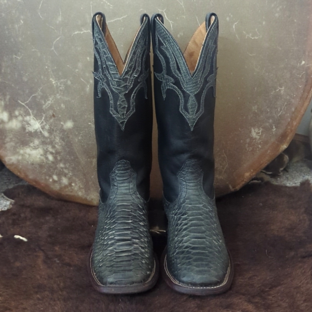 Boulet #1148 Black Leather & Gray Python Cowgirl … - image 7